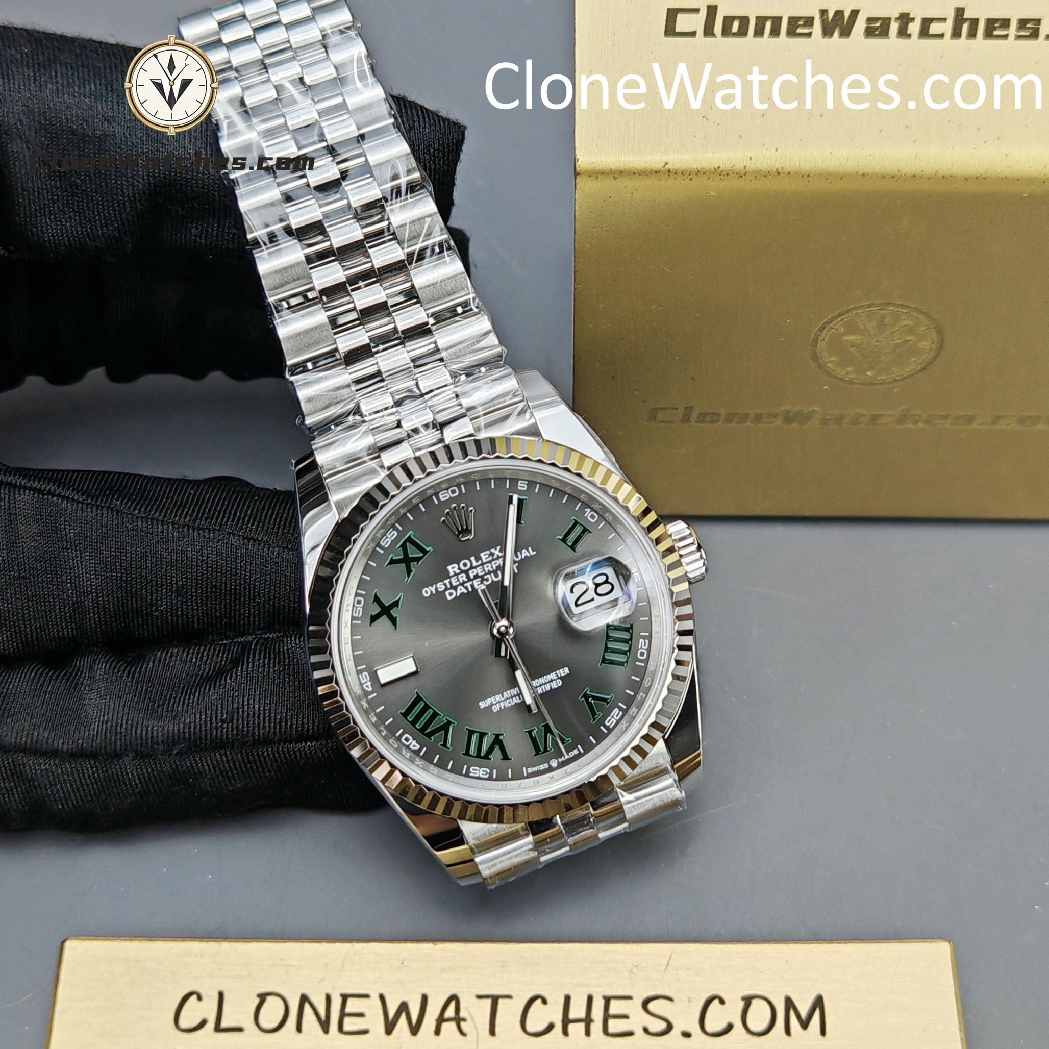 Rolex Super Clone Watches 1:1 DateJust Grey Roman Dial Jubilee 36MM m126234-0045 3235 Movement