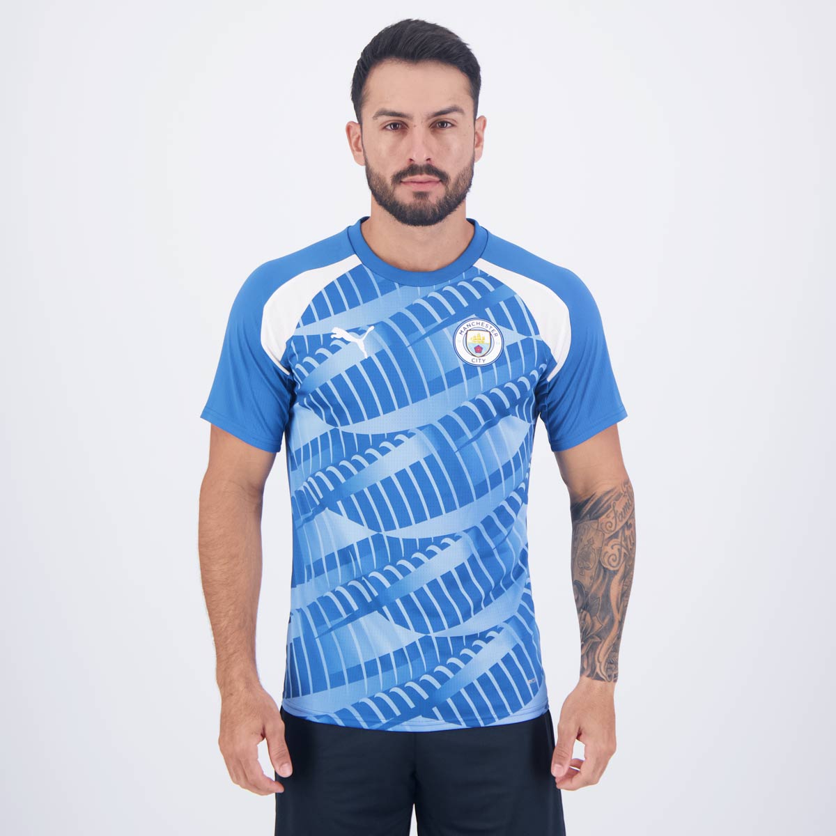 Camisa Puma Manchester City Pré-Jogo 2024 Azul e Branca