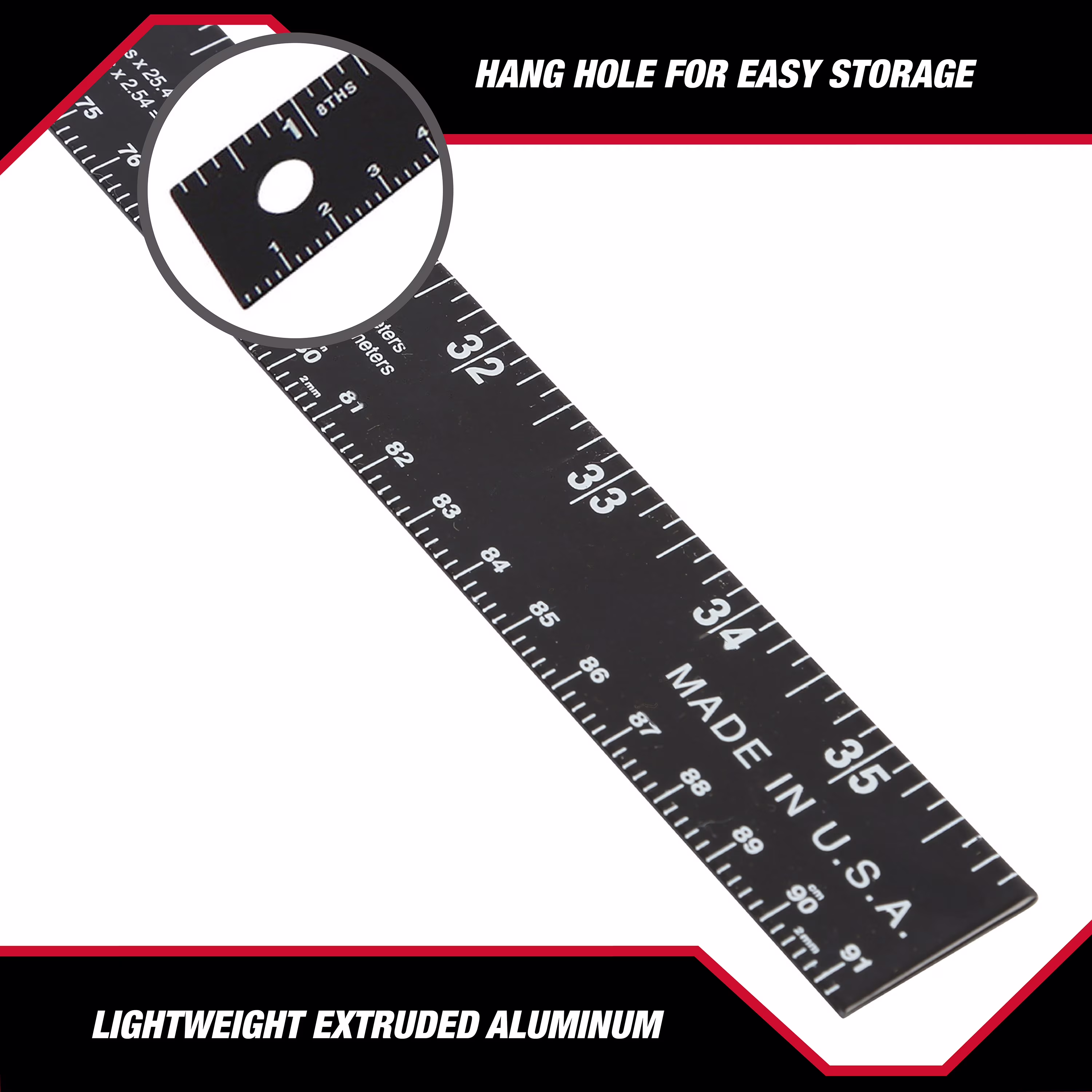 Hyper Tough Aluminum Ruler Yardstick, 36 inch