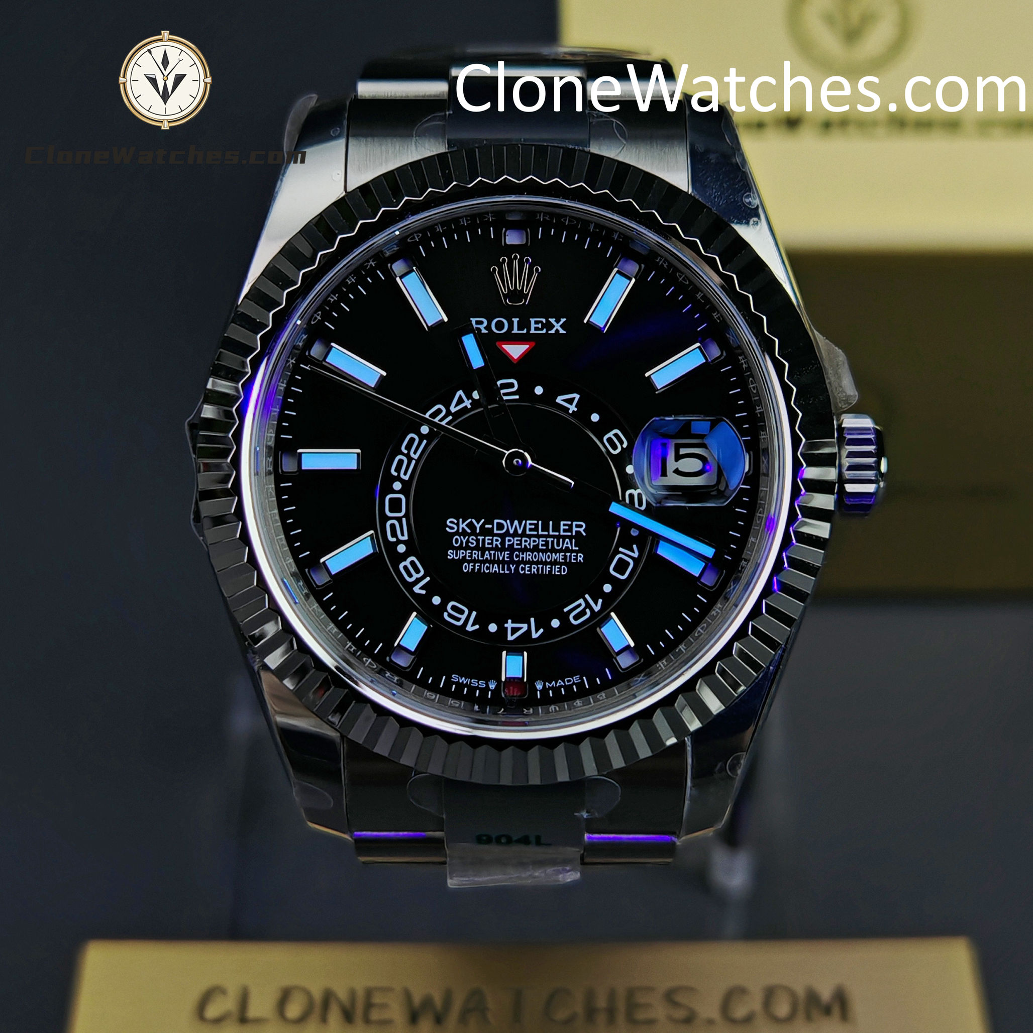 Rolex Super Clone Watches 1:1 Sky Dweller Black Dial Oyster m336934-0007 9002 Movement