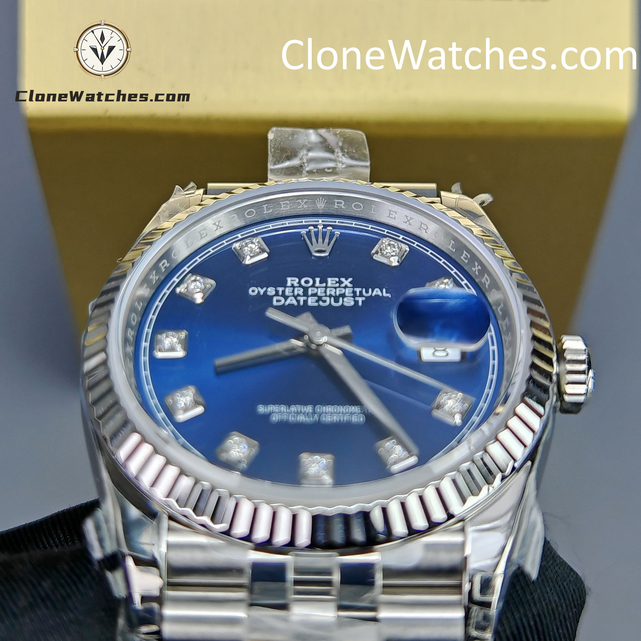 Rolex Super Clone Watches 1:1 DateJust Blue Diamond Dial Jubilee 36MM M126234 – 0037 3235 Movement