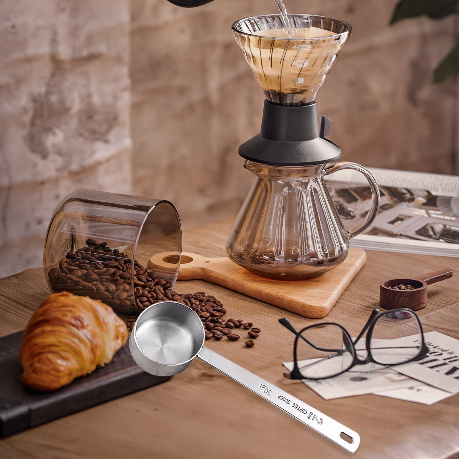 Luluganb 1Pcs 2 Tablespoon Coffee Scoop, Long Handle Measuring Spoon, Two Tbsp (30Ml, 1/8Cup) Stainless Steel Scooper Silver