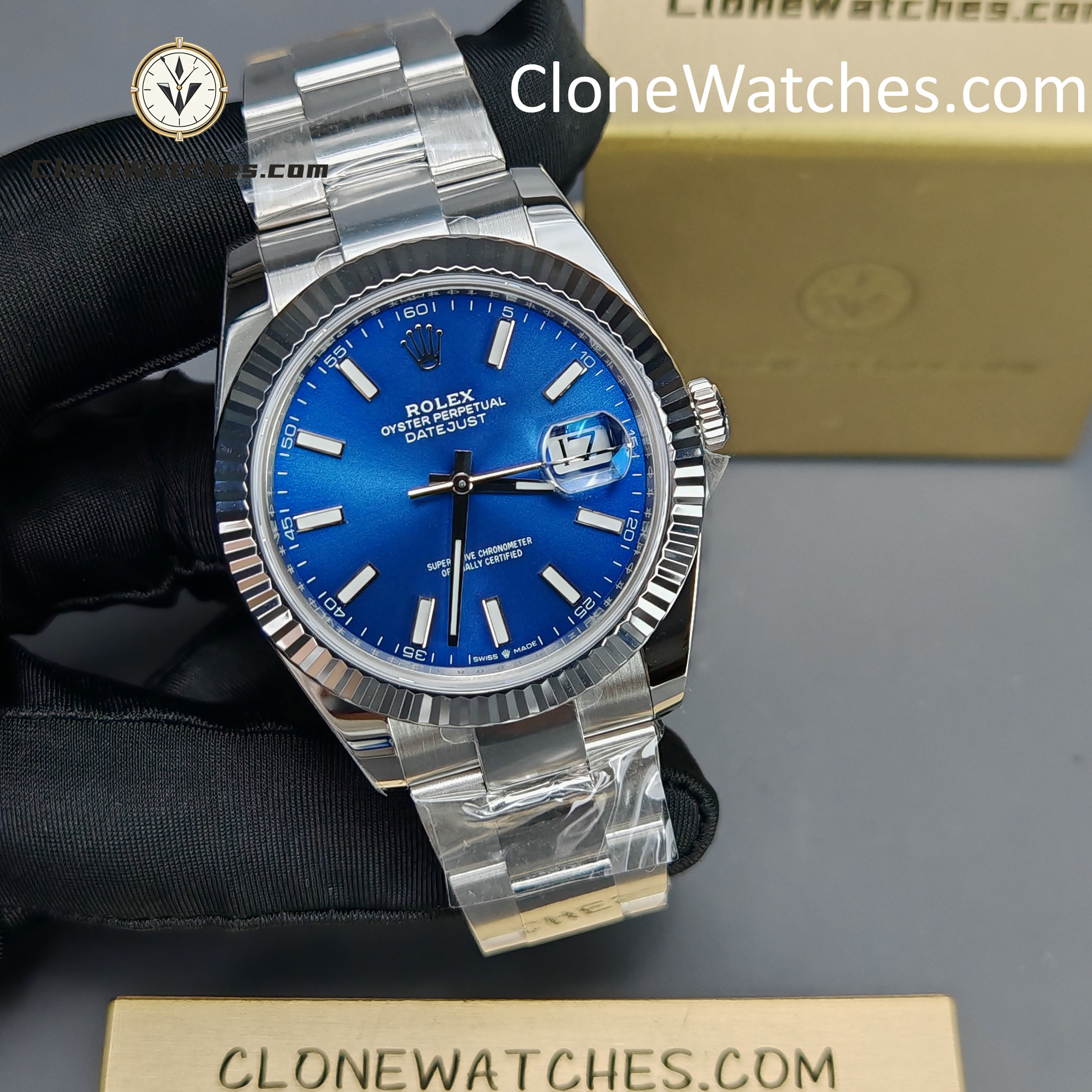 Rolex Super Clone Watches 1:1 DateJust Blue Dial m126334-0001 Oyster 41MM 3235 Movement