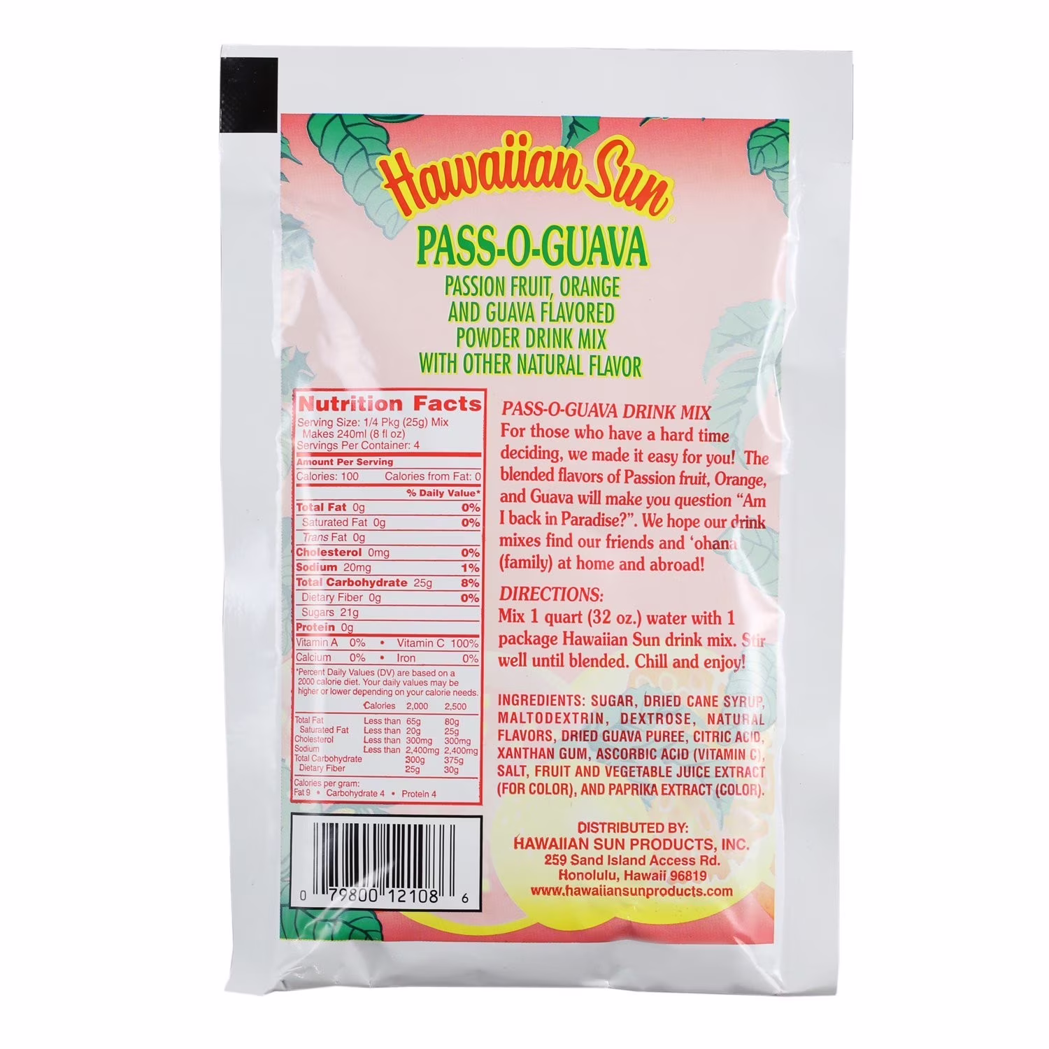 Hawaiian Sun Pass-O-Guava Nectar Powder Drink Mix, 3.53 Oz.