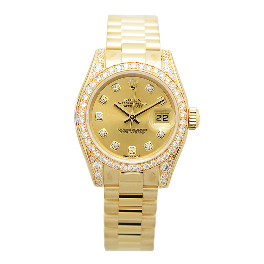 Rolex Lady-Datejust 26 Champagne Dial 18K Yellow Gold President Automatic Ladies Watch 179158CDP（Lifetime free warranty+90-days replacement service & Refund!.）