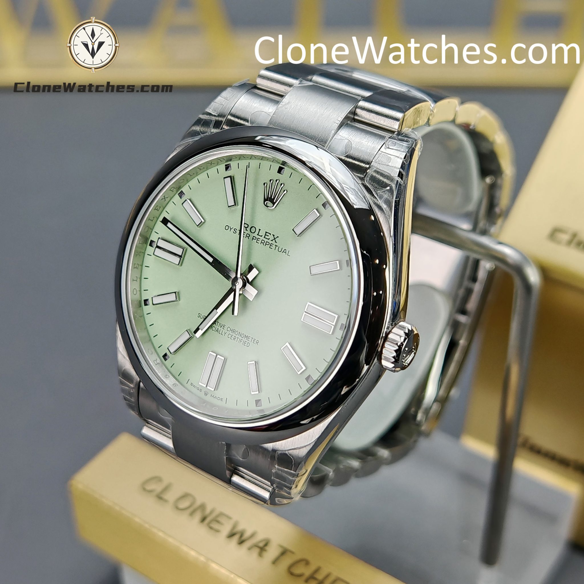 Rolex Super Clone Watches 1:1 Oyster Perpetual Olive Green Dial 41mm M134300-0006 3230 Movement