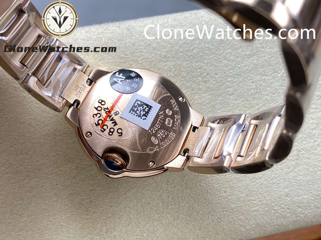 Cartier Super Clone Watches 1:1 Ballon Bleu de Rose Gold WJBB0016 Silver Dial 28mm