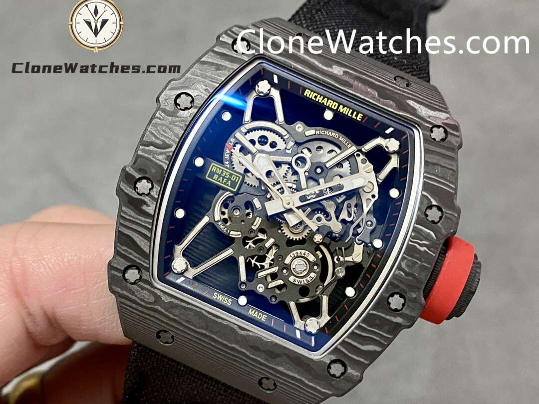 Richard Mille Super Clone Watches 1:1 RM 035 – 01 Carbon Tourbillon Black Strap