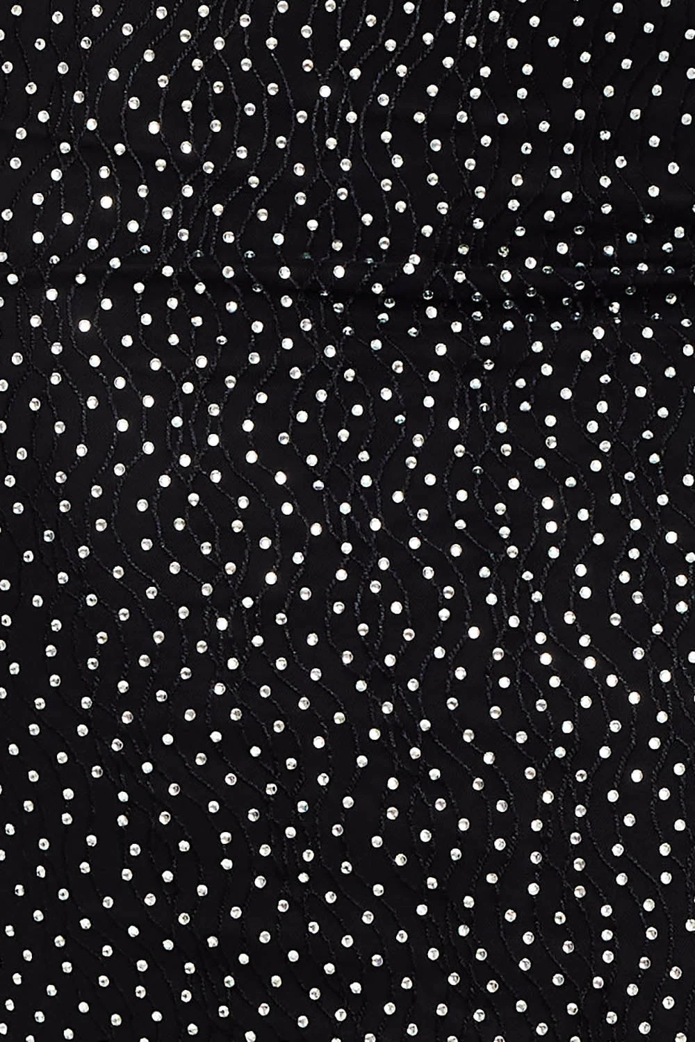 Symphony Dress - Rhinestone On Stretch Wavy Mesh Mini Dress