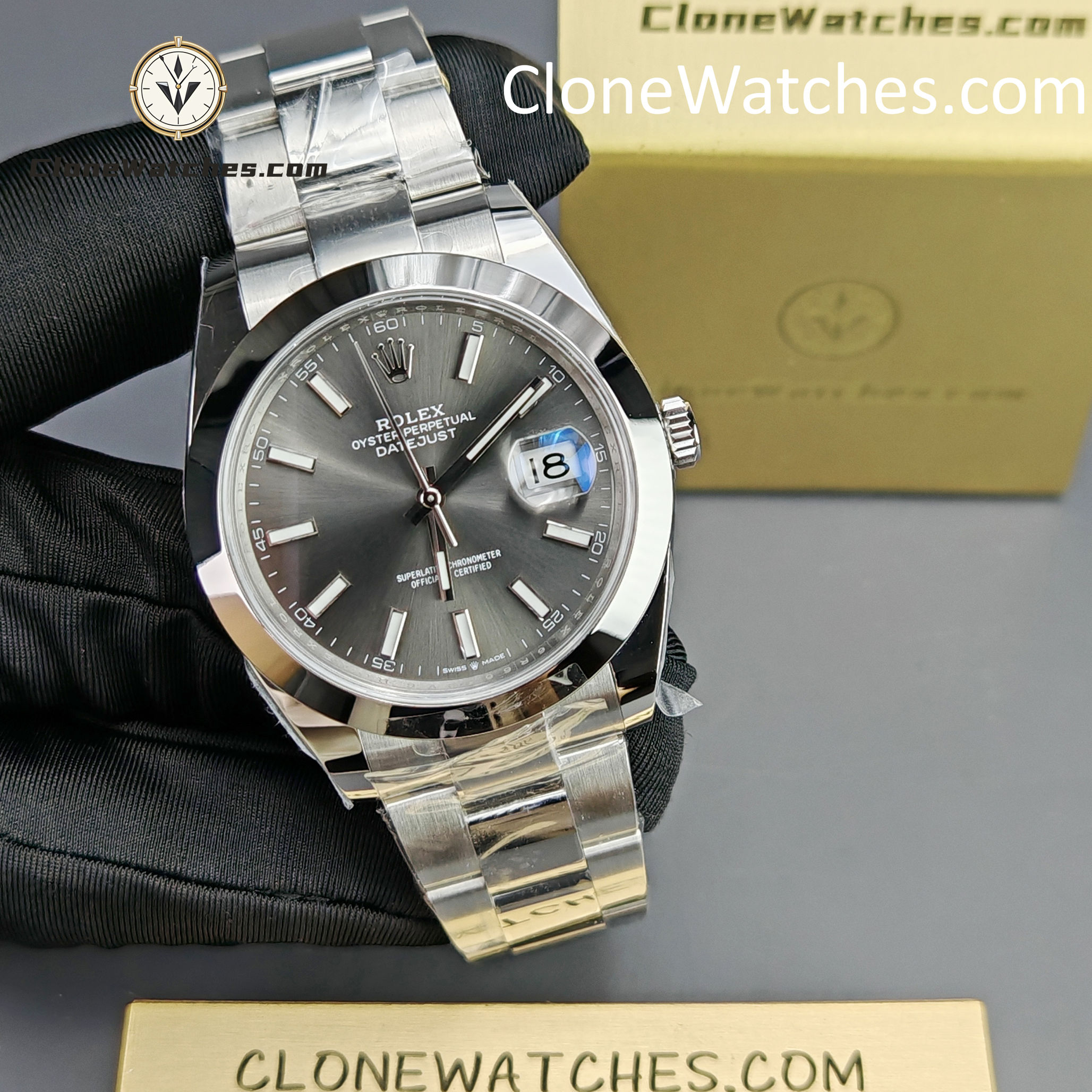 Rolex Super Clone Watches 1:1 DateJust Gray Dial M126300 – 0007 Oyster 41MM 3235 Movement