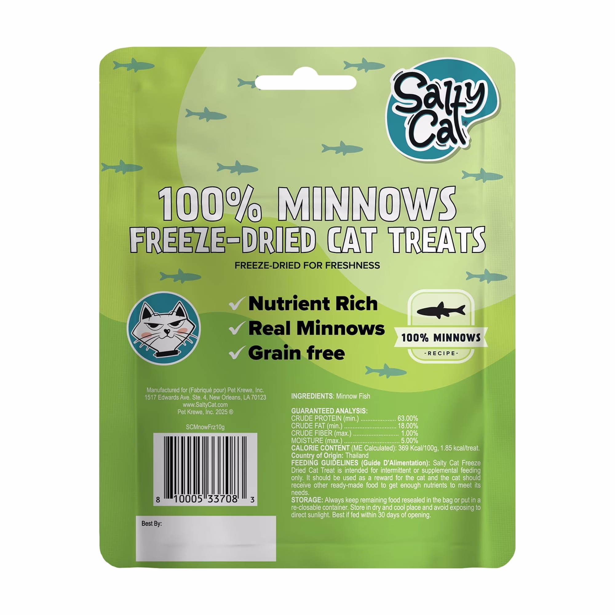 Salty Cat 100% Minnows Freeze-Dried Cat Treats, 10g Pouch