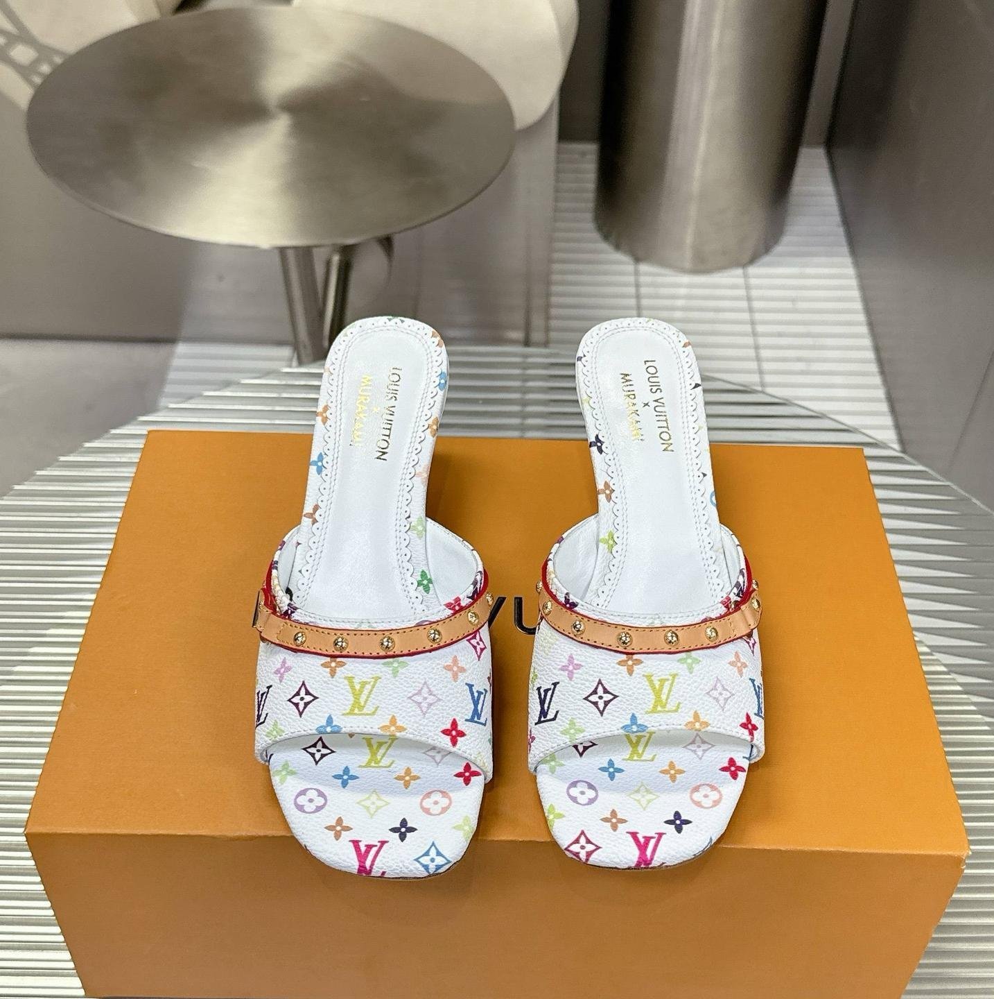 Louis Vuitton LV Takashi Murakami Leather Slippers