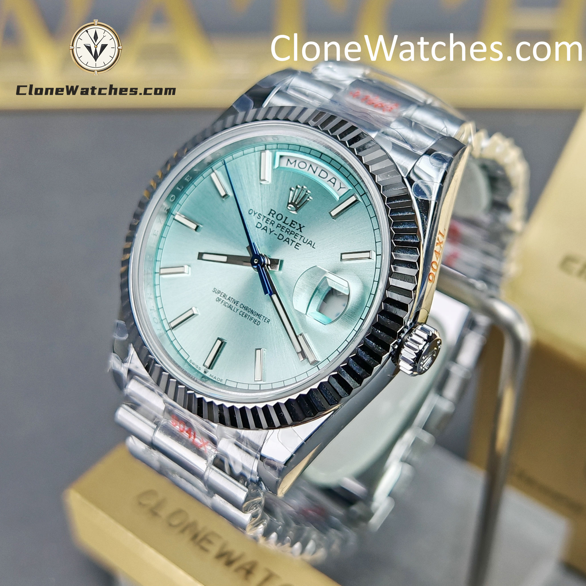 Rolex Super Clone Watches 1:1 Day Date Ice Blue Dial 40mm M228236-0018 3255 Movement