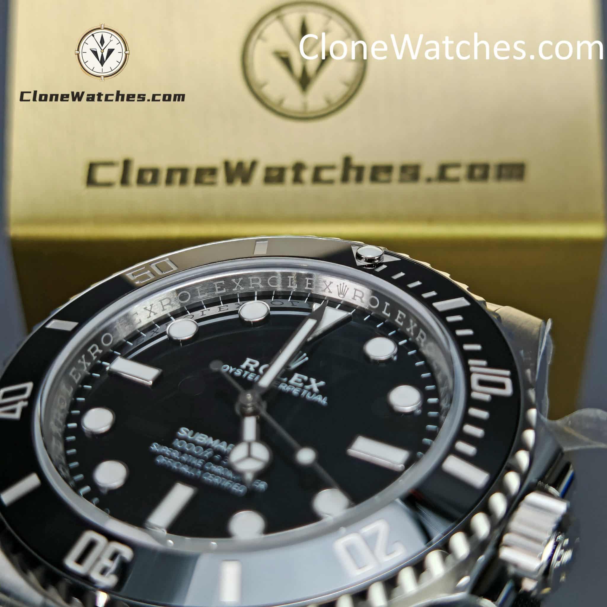 Rolex Super Clone Watches 1:1 Submariner Black Dial No Date 124060-0001 3230 Movement