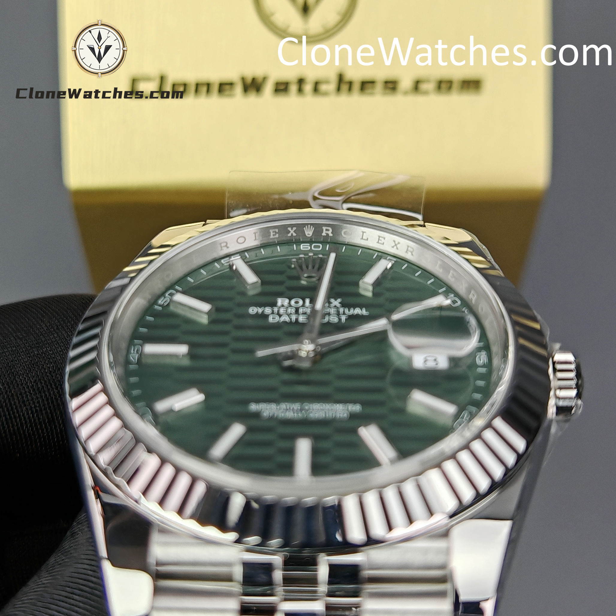 Rolex Super Clone Watch 1:1 DateJust Water Ripple Green Dial m126334-0030 Jubilee 41MM 3235 Movement