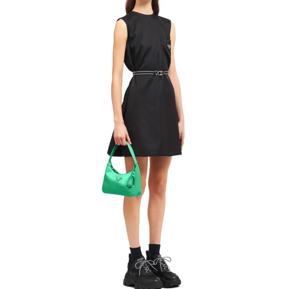 Prada hobo bag green bags nylon leather