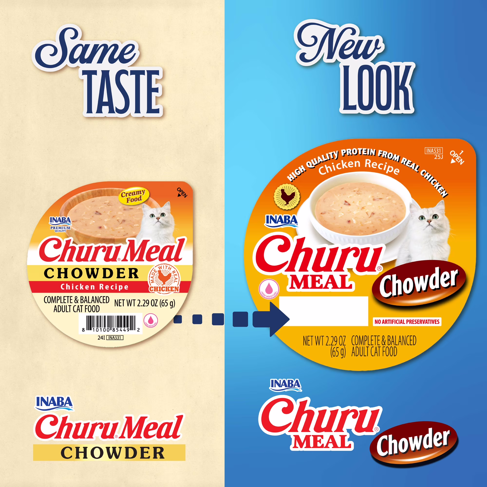 INABA Churu Meal Chowder Adult Wet Cat Food, 2.29 oz cup, Chicken Recipe