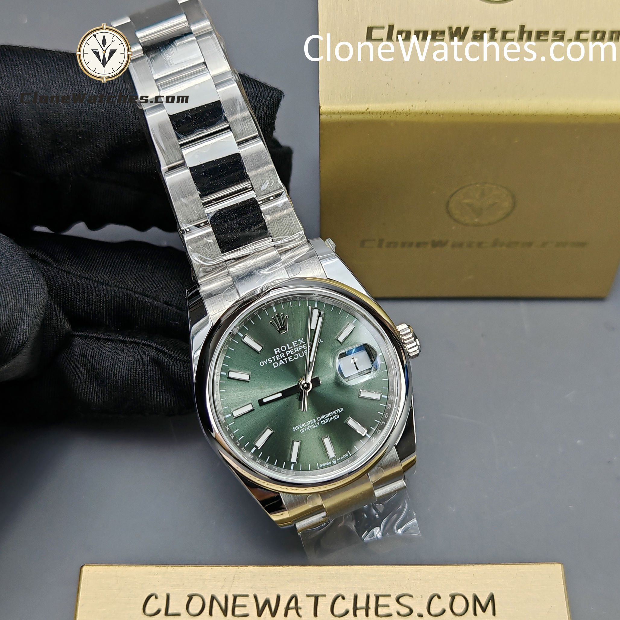 Rolex Super Clone Watches 1:1 DateJust Green Dial m126200-0024 Oyster 36MM 3235 Movement
