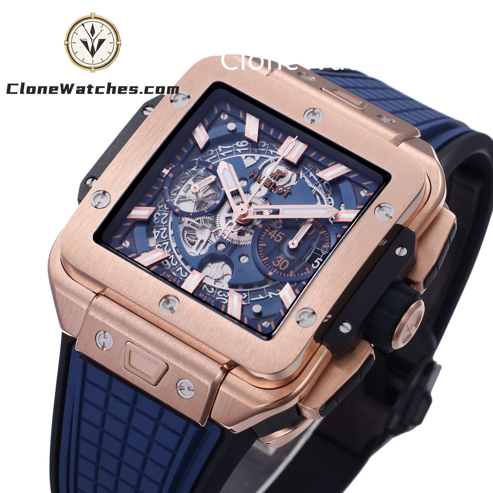 Hublot Super Clone Watches 1:1 Square Bang Unico King Gold Blue 42MM 821.OX.5180.RX