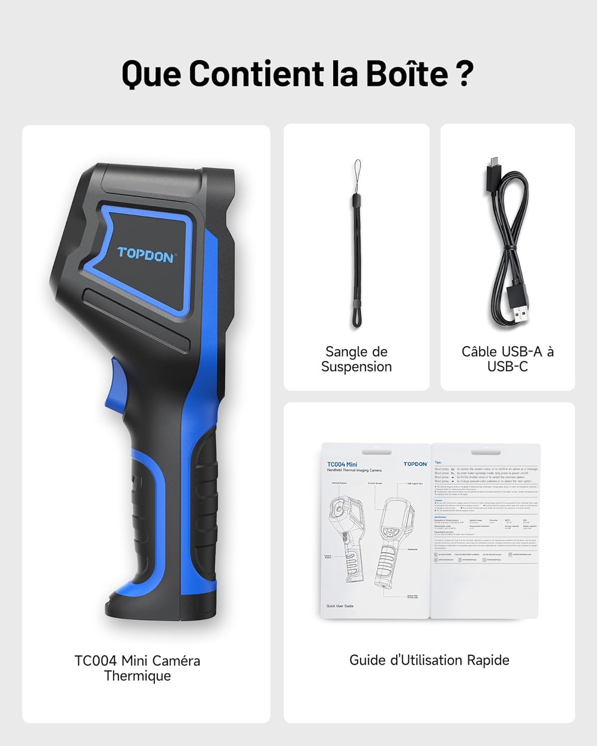 Caméra thermique 240x240 IR autonomie 15 h plage 20 à 450 degrés