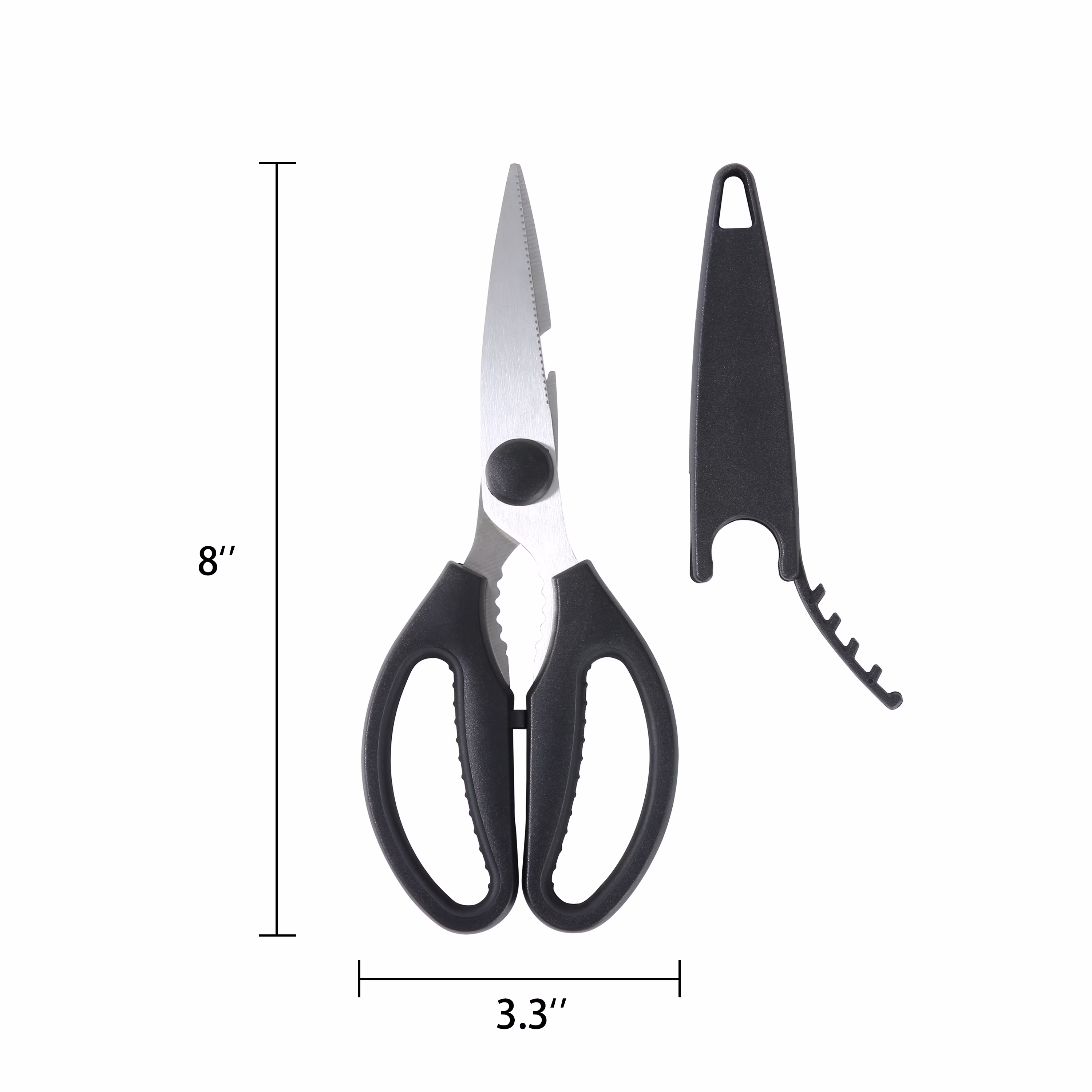 Mainstays Black Handle Stainless Steel Multi-Purpose 8.6in Kitchen Shears