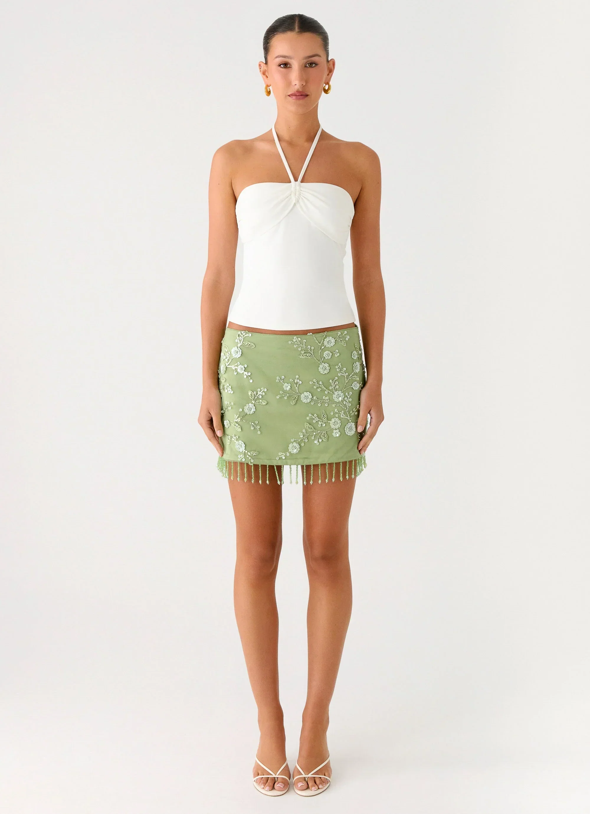 Midnight Tide Tie Side Mini Skirt - Green