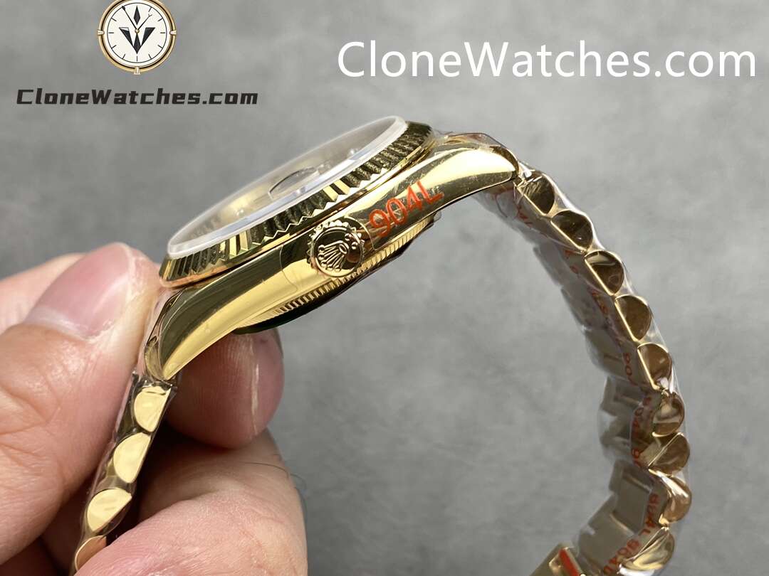 Rolex Super Clone Watches 1:1 Day Date 18K Gold Champagne Dial 36mm m128238-0008 3255 Movement