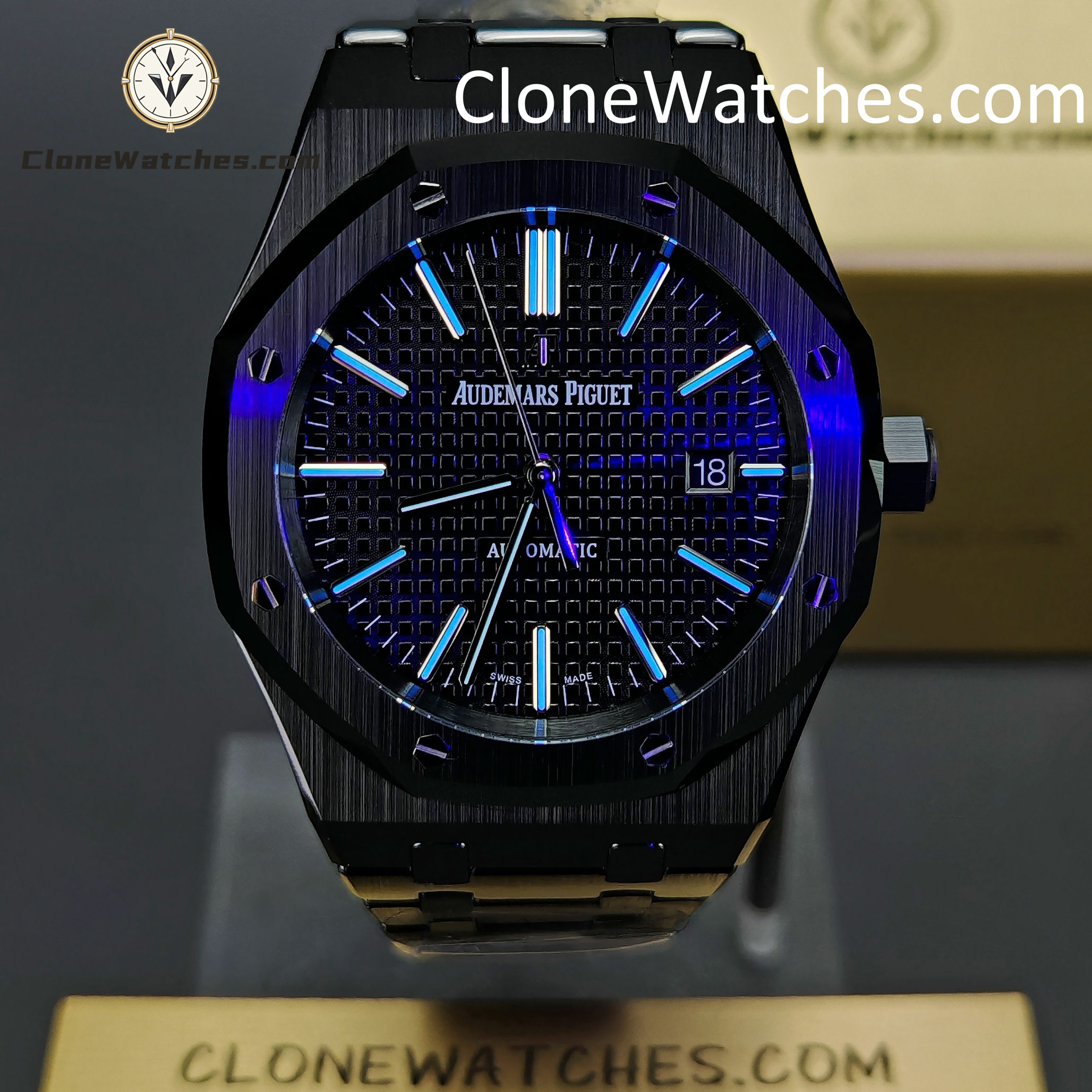 Audemars Piguet Super Clone Watches 1:1 Royal Oak 15400 Black Ceramic Black Dial