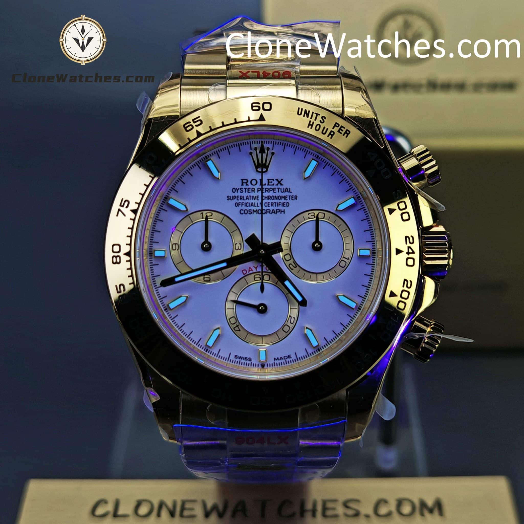Rolex Super Clone Watches 1:1 Daytona 18K Gold White Dial M126508-0001 4131