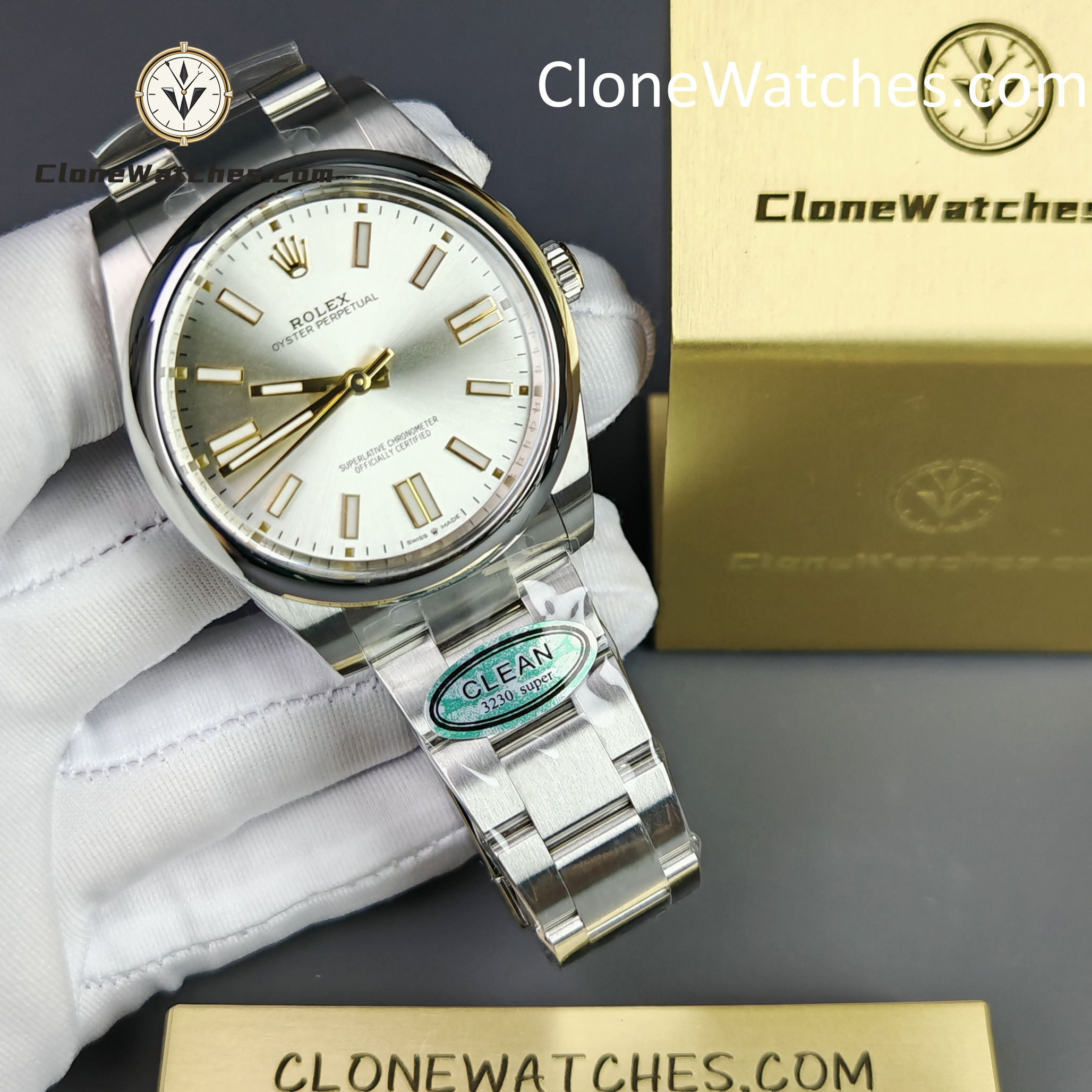 Rolex Super Clone Watches 1:1 Oyster Perpetual Silver Dial 41mm m124300-0001 3230 Movement