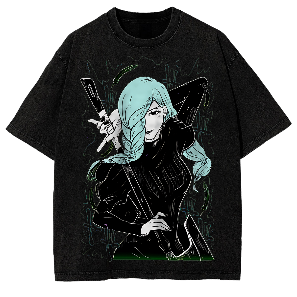Mei Mei Jujutsu Kaisen Anime Washed Retro Streetwear Shirt Distressed Anime Oversized Tee