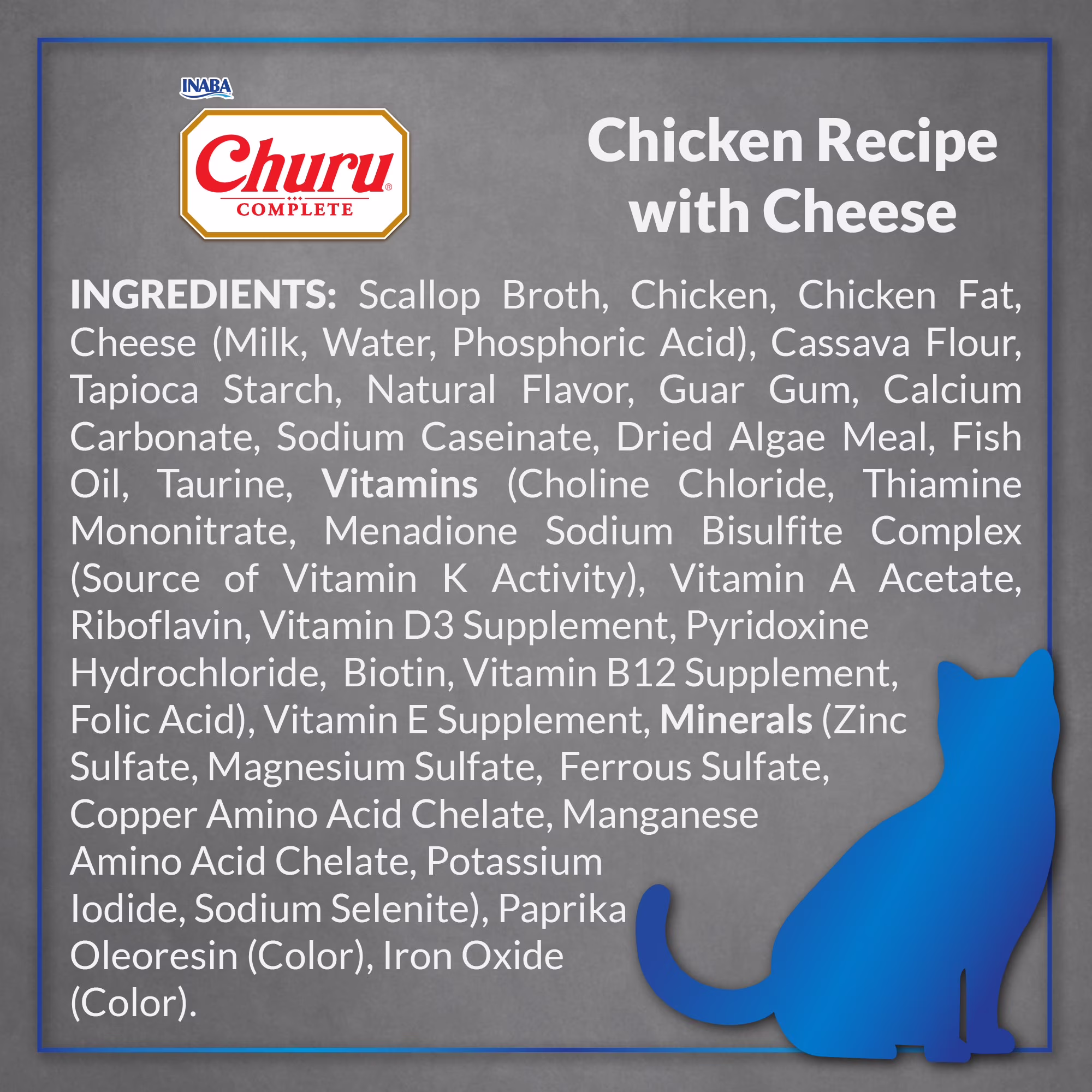 INABA Churu Complete Pate Wet Cat Food with Fish Oil, 1.23oz. per Serving, 2 Servings, Chicken Recipe with Cheese