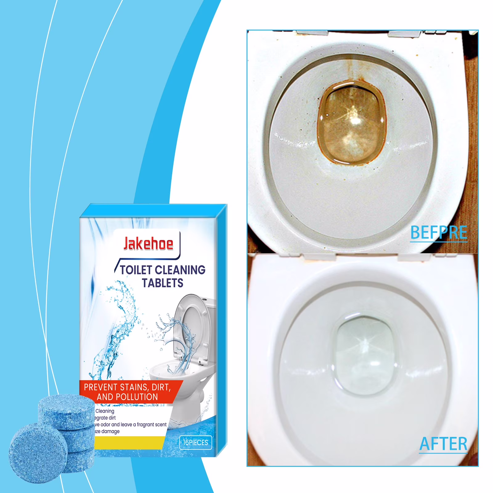 Kumdkd Toilet Bowl Cleaner Tablets, Starter Set, 6 Count, Plastic-Free, No Harsh Chemicals, Plant-Based