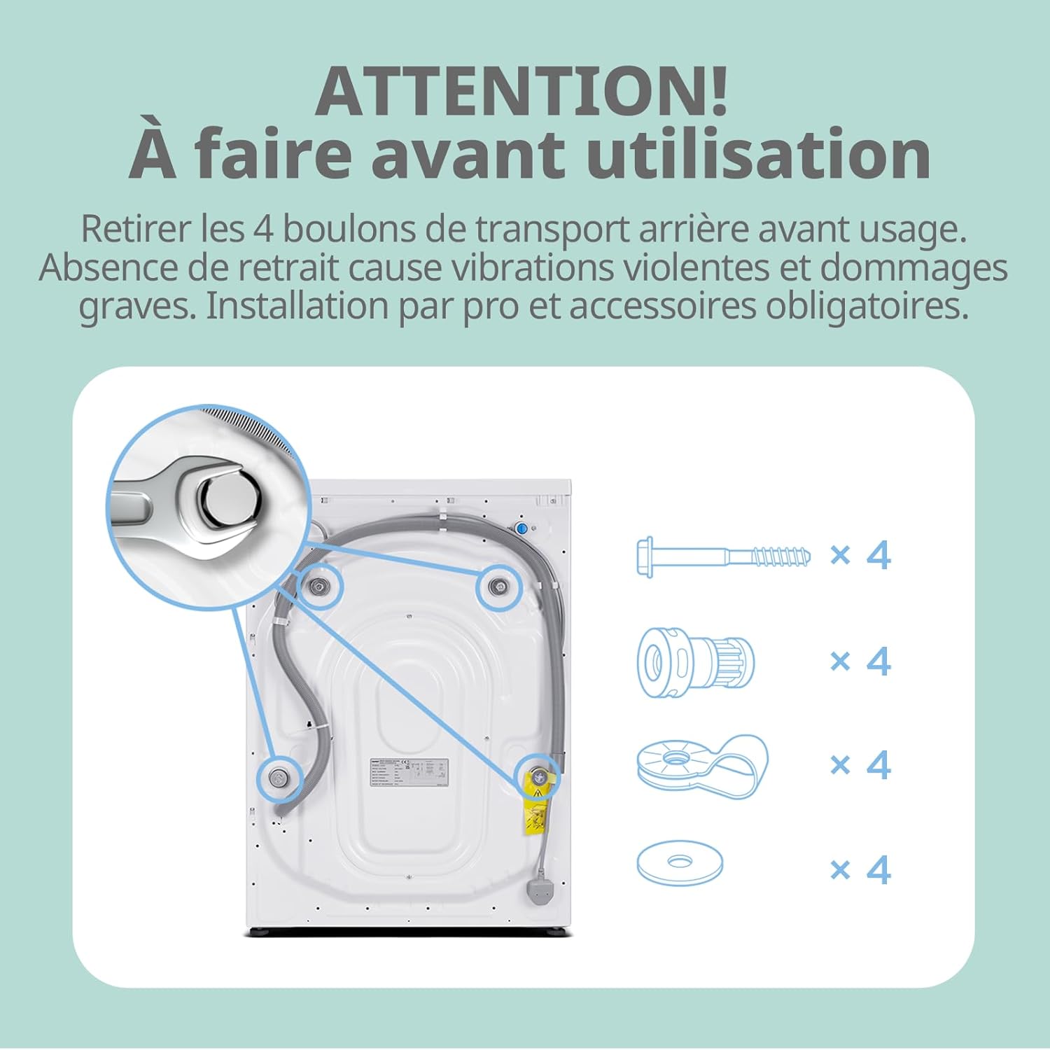 Lave linge frontal CFE12EW80/W-FR 8kg classe A moteur 1400 tr/min 15 programmes blanc