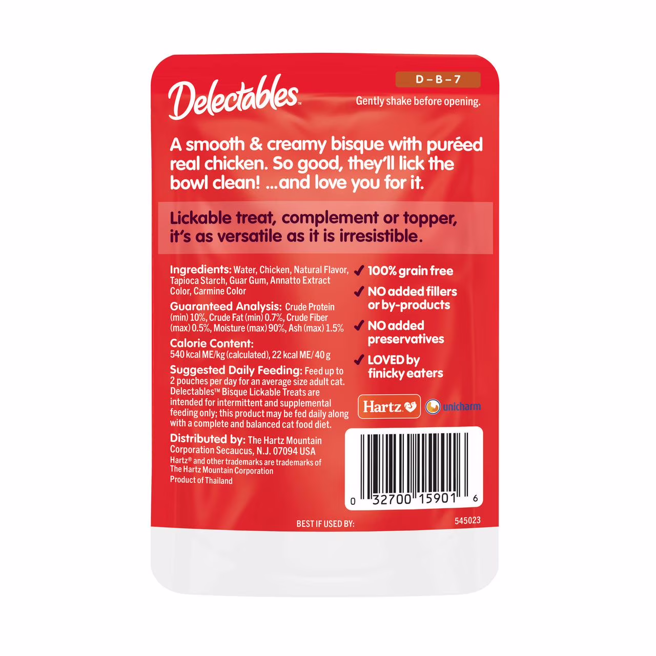 Hartz Delectables Bisque Non-Seafood Lickable Wet Cat Treats, Chicken - 1.4oz, One Pouch