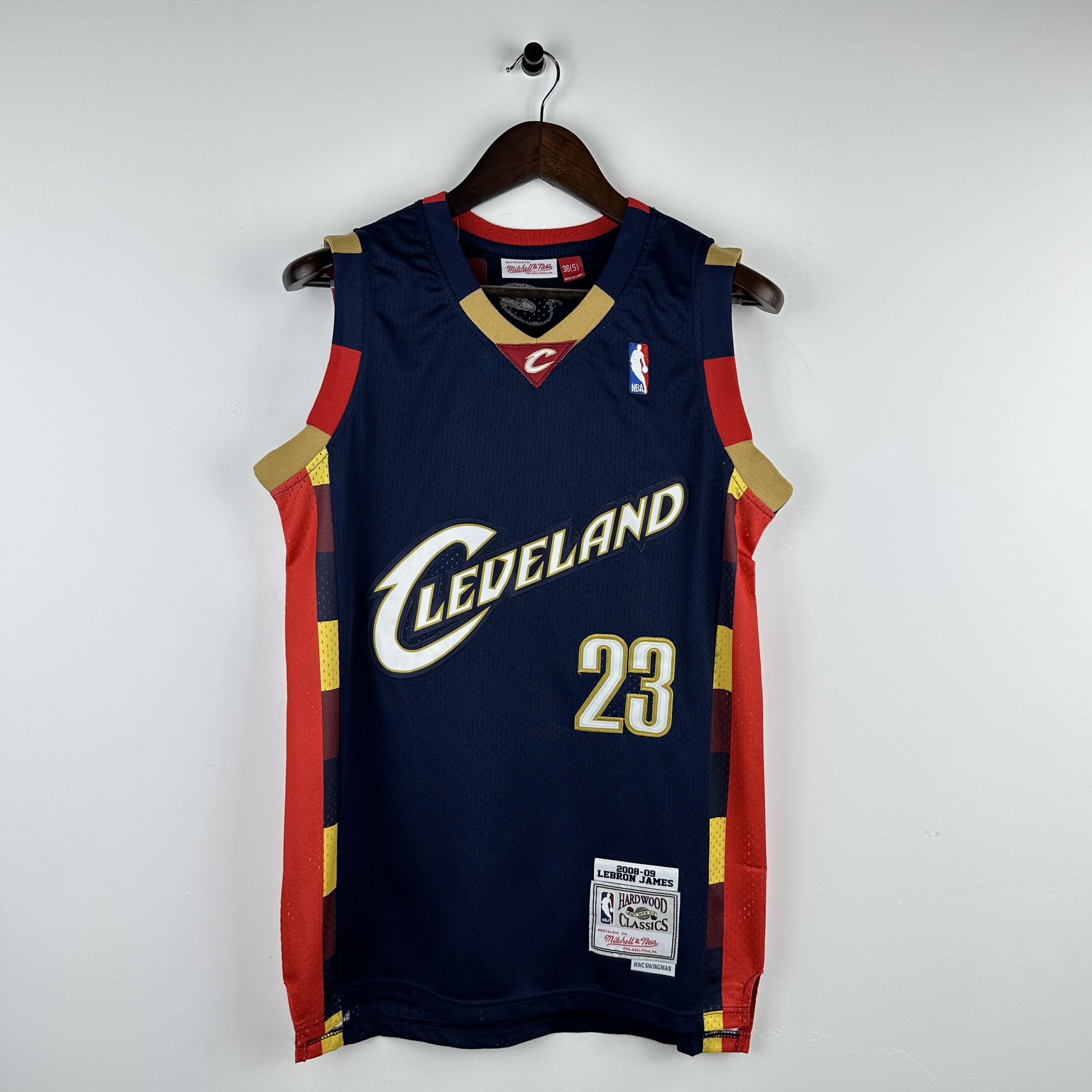 Embroidered MN Retro Jersey Cavaliers 08/09 Season Navy Blue No. 23 James