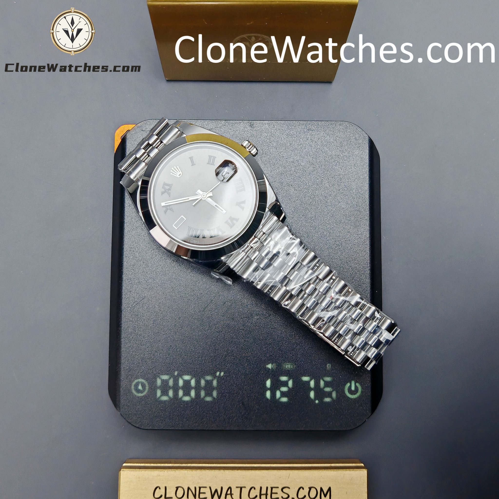 Rolex Super Clone Watches 1:1 DateJust Grey Roman Dial m126300-0014 Jubilee 41MM 3235 Movement