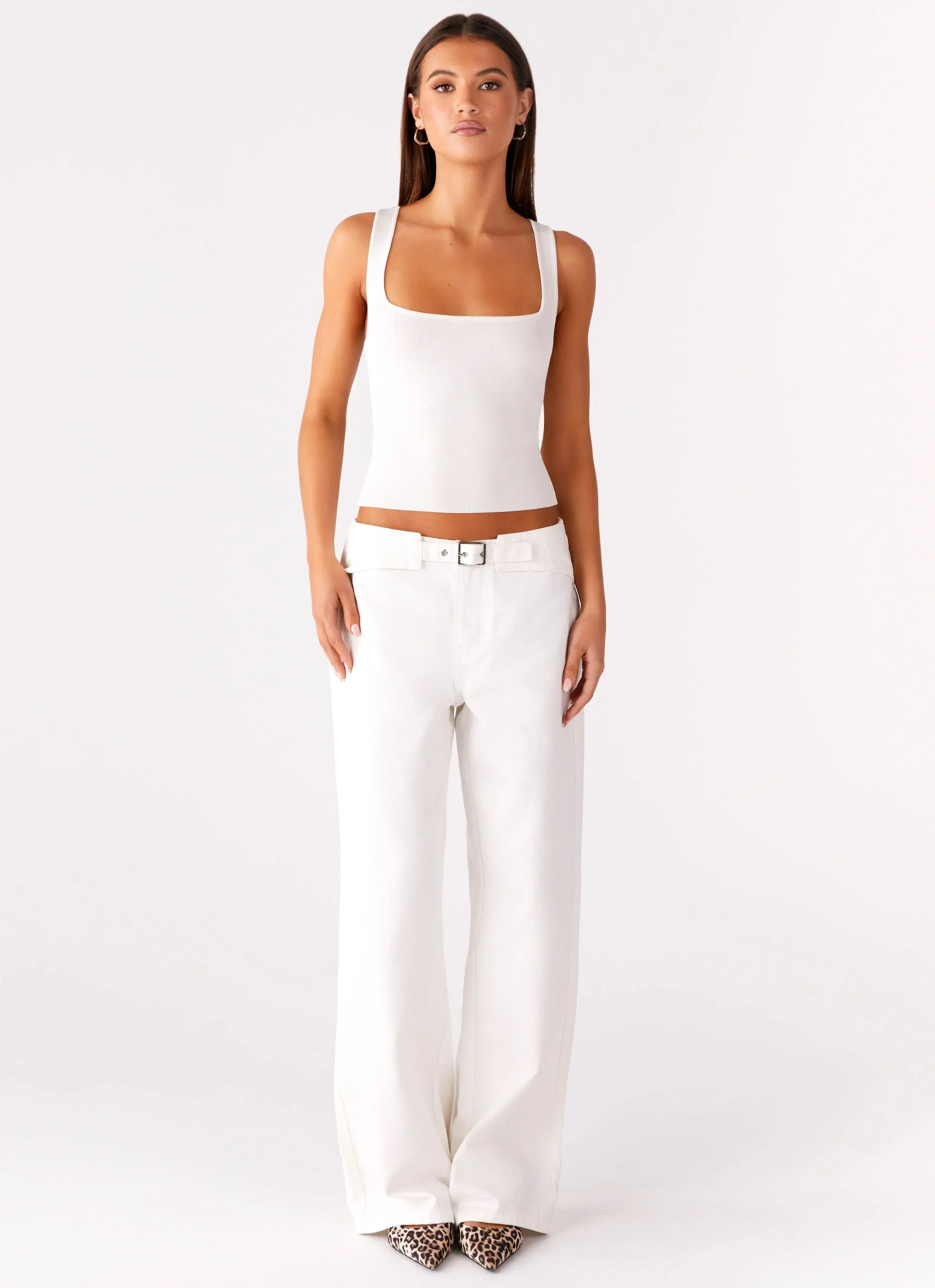 Texas Low Rise Denim Jeans - White
