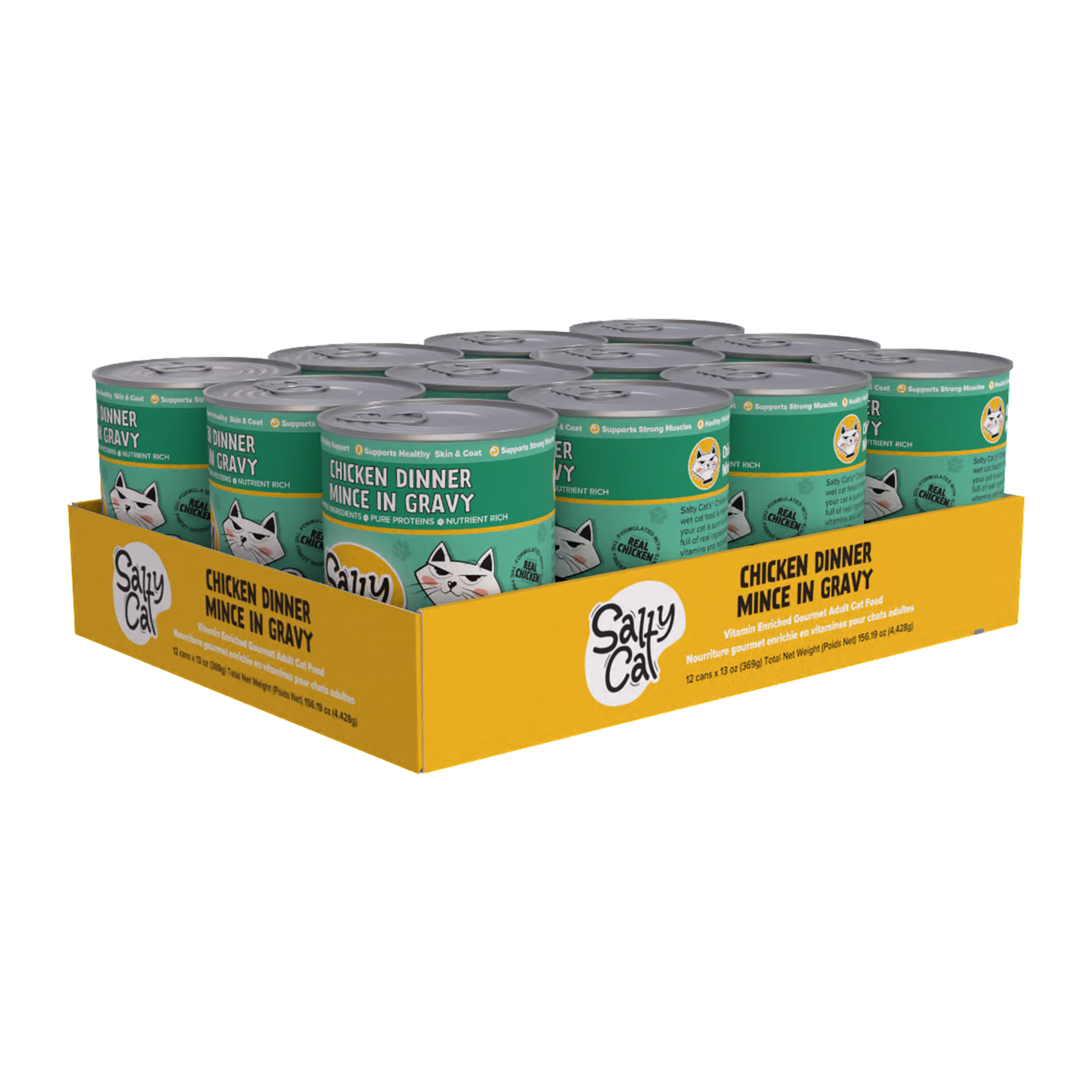 (6 pack) Salty Cat Chicken Dinner Mince in Gravy Wet Cat Food, 13 oz. Can