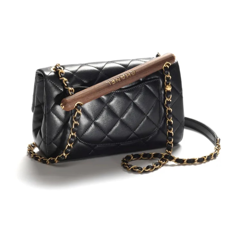 Chanel 23A Bag Sheepskin wooden handle