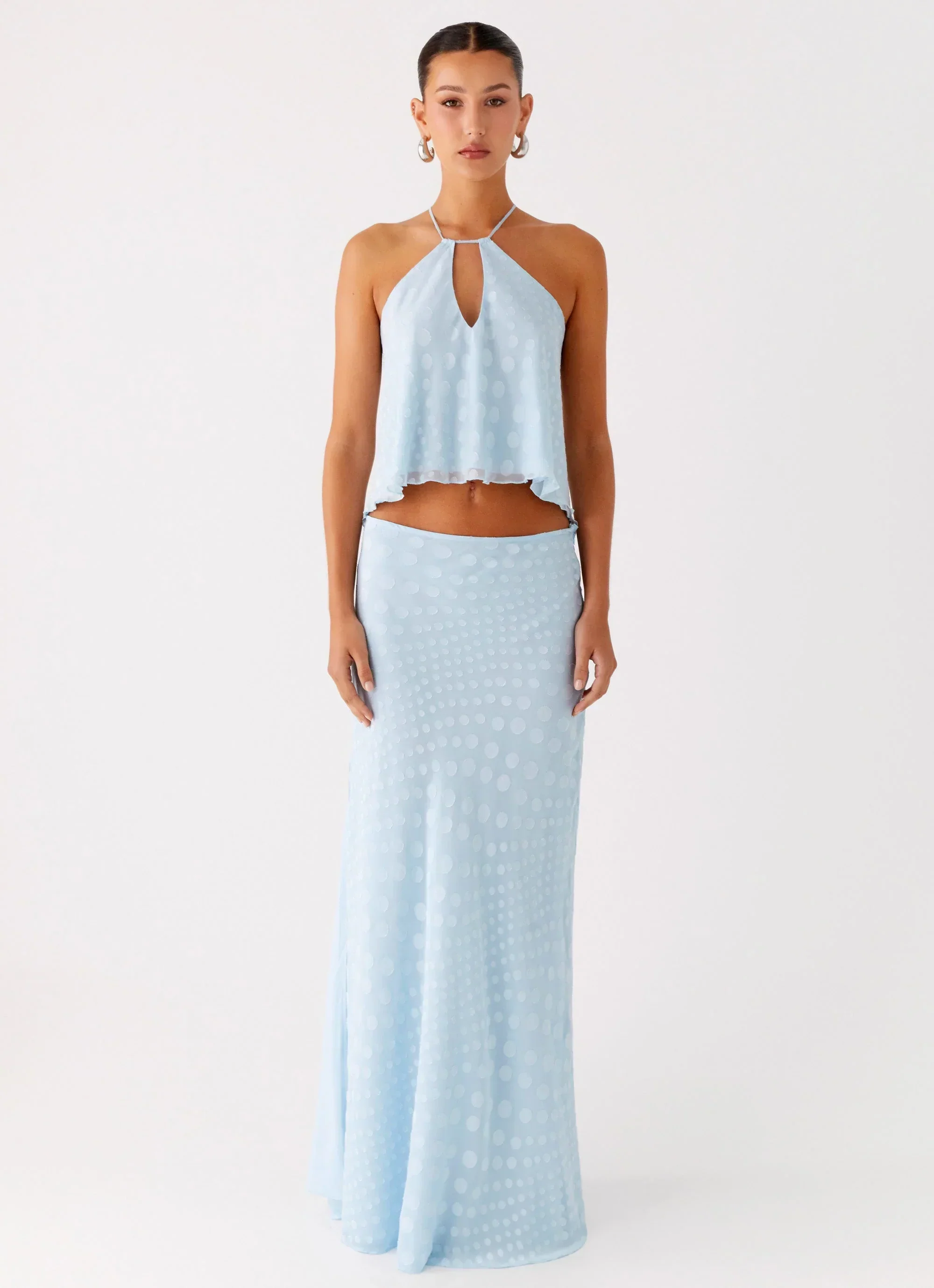 Mena Chiffon Spot Top - Blue