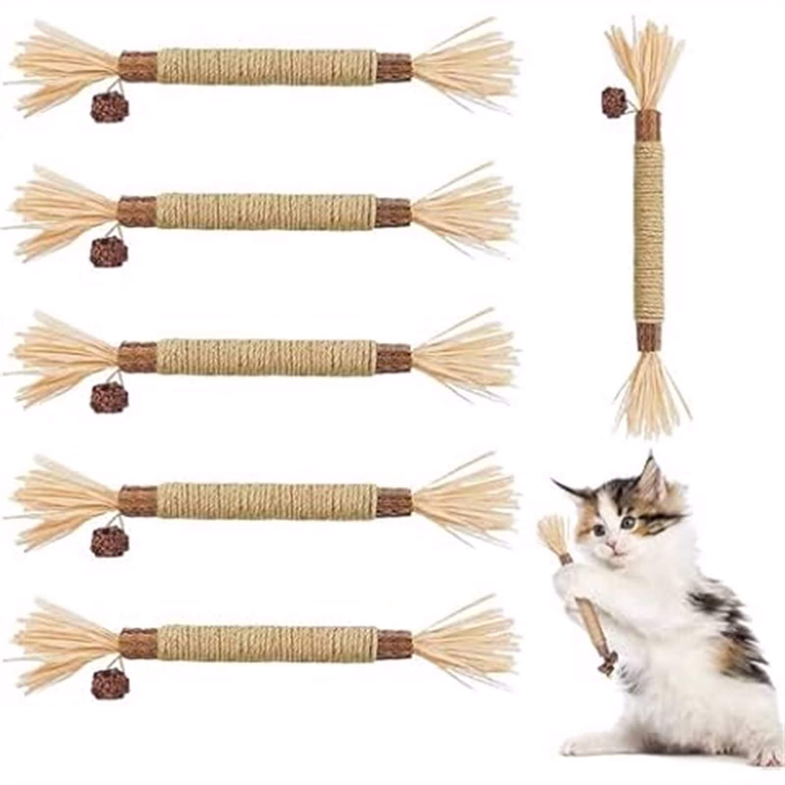 DAMAI Natural Silvervine Dental Sticks, Silvervine Chew Stick Kitten Treat Catnip Toy, Kitty Dental Treat Interactive Toy Kitty Snack Self Play Wand Cat Mint Lick(2 Pcs)