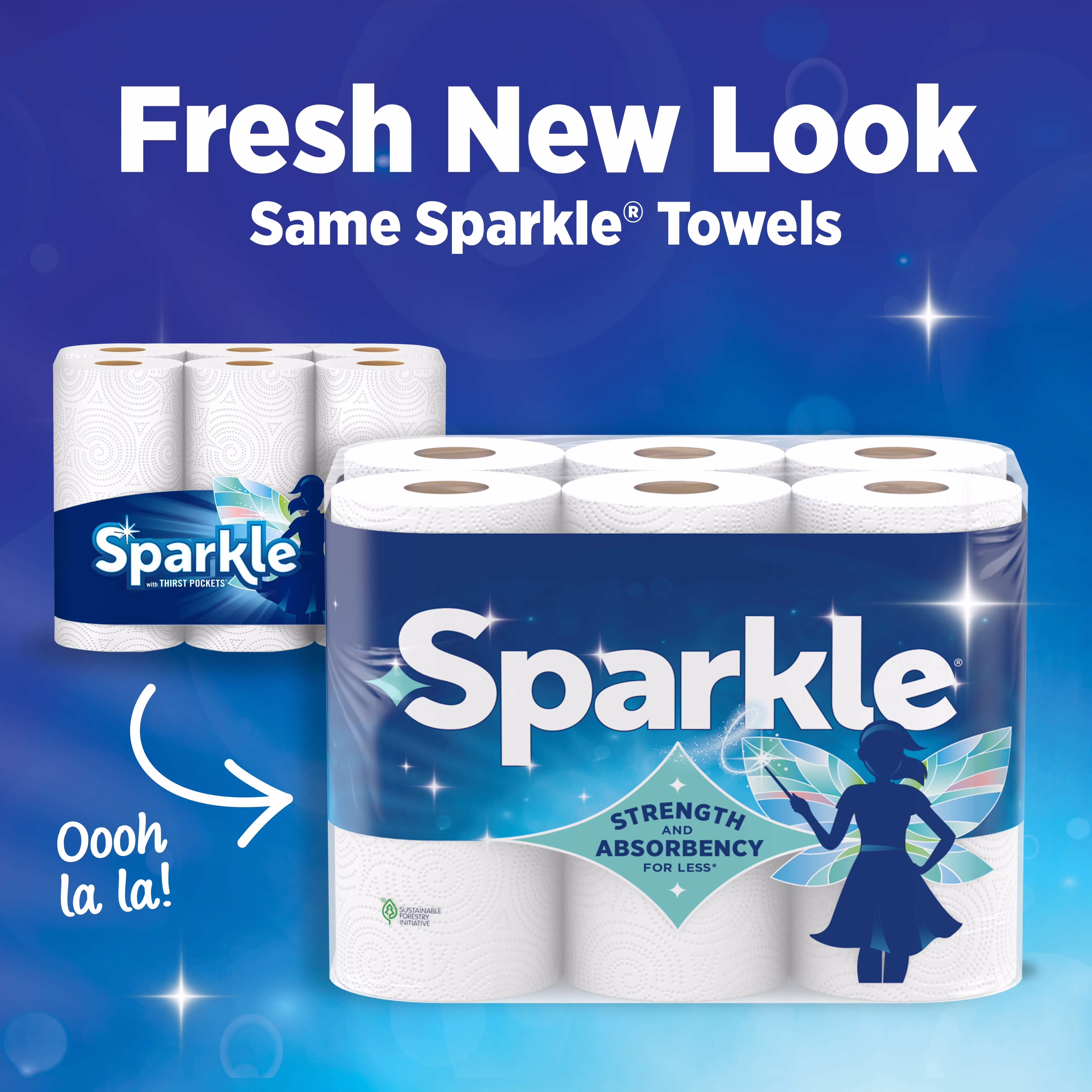 Sparkle Tear-A-Square Paper Towels, 2 Double Rolls, 110 Sheets per Roll