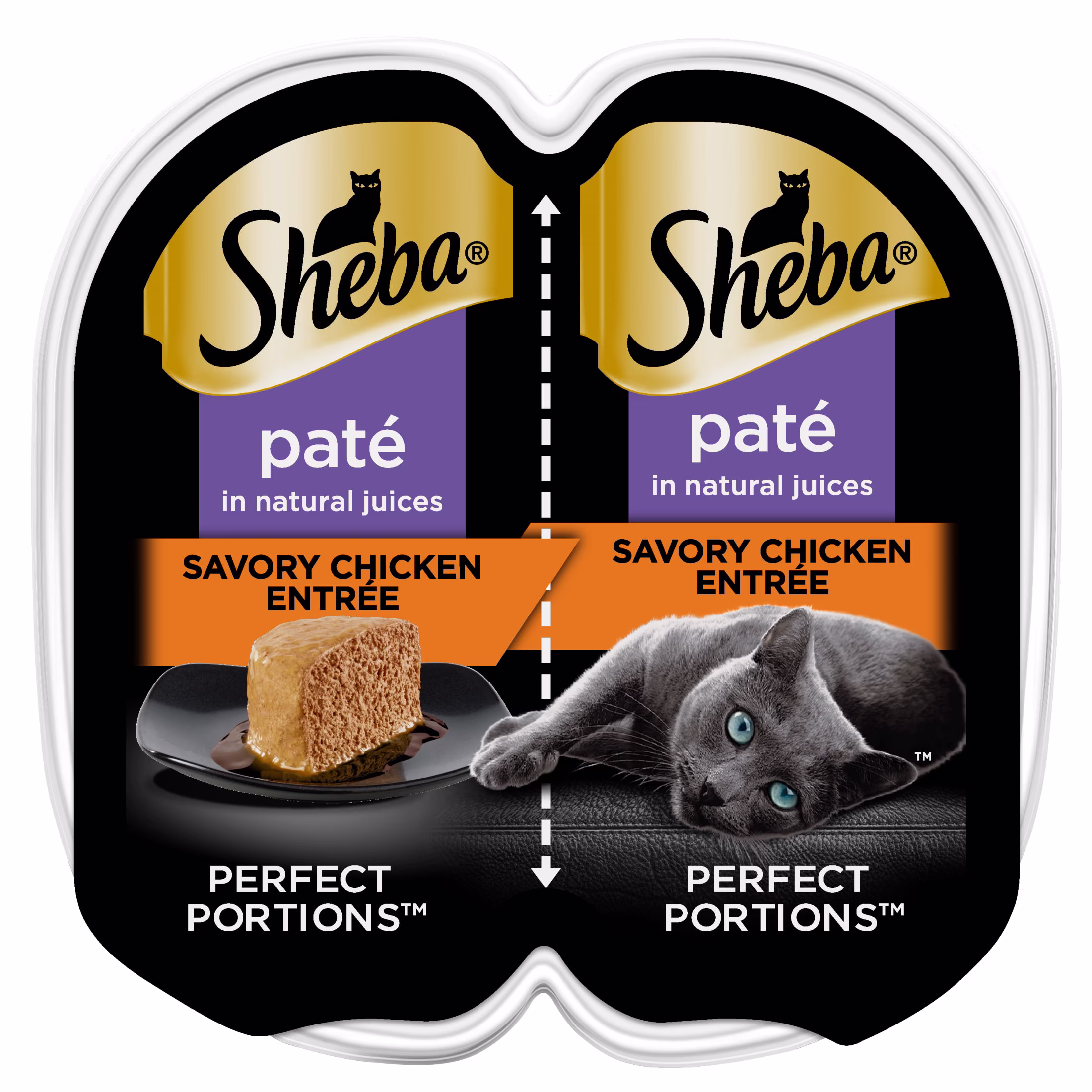 Sheba Perfect Portions Wet Cat Food Pate, Savory Chicken Entree, 2.6 oz Twin Pack Tray