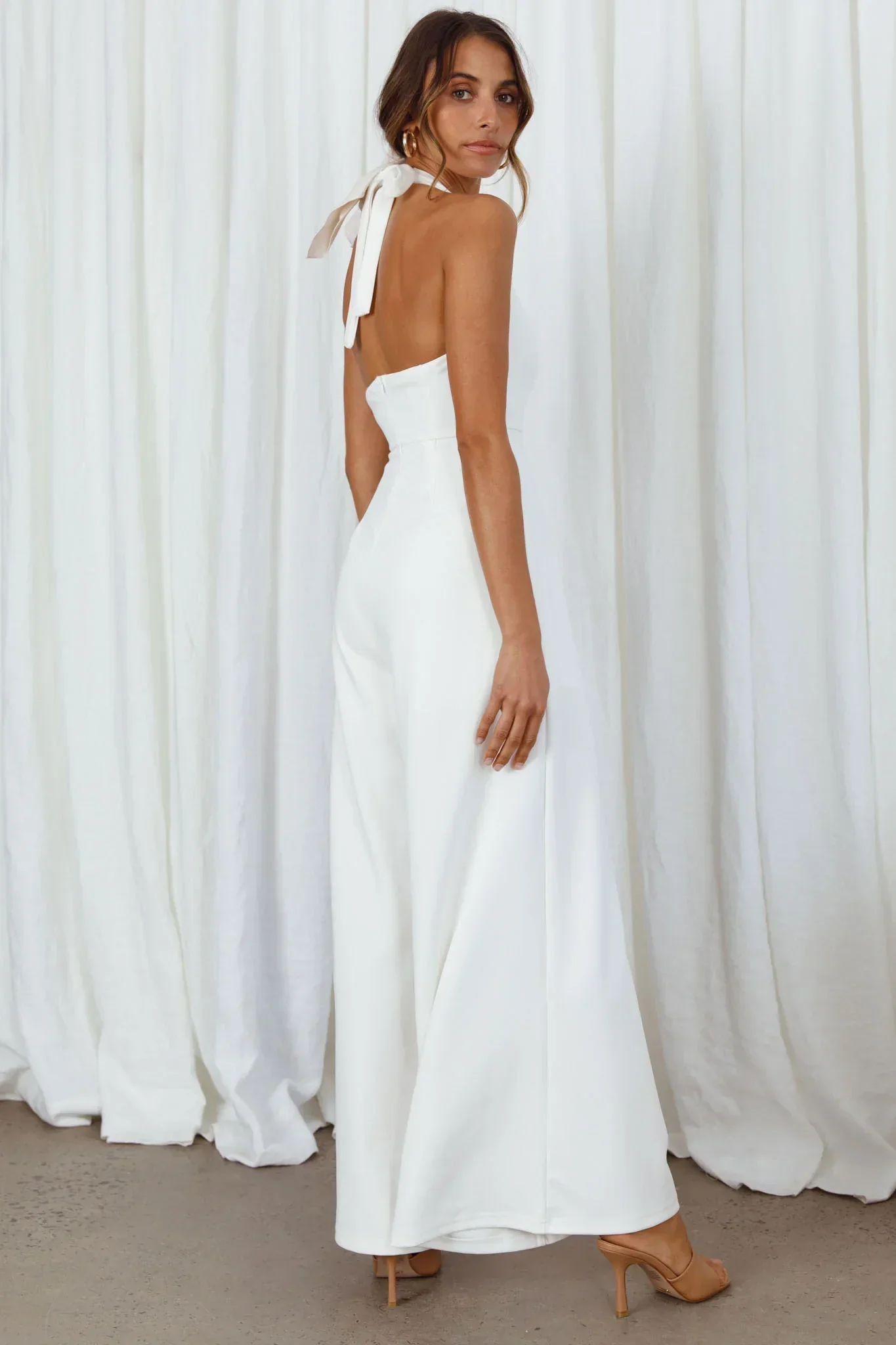 Remember This Halterneck Wide Leg Jumpsuit White
