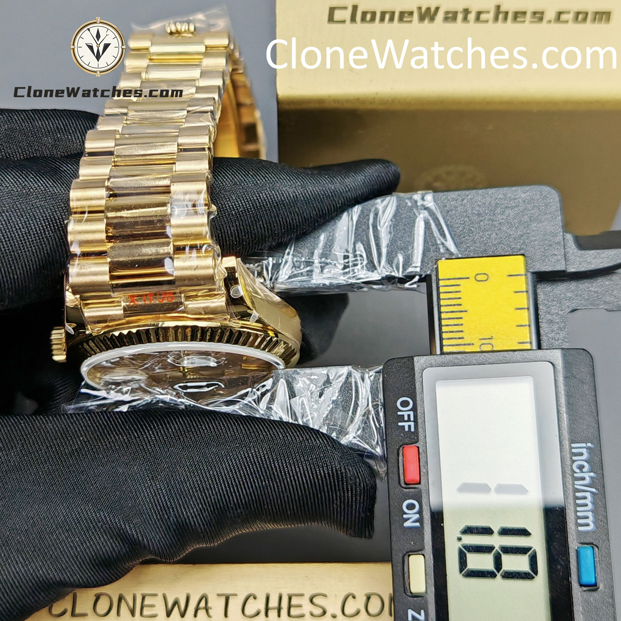 Rolex Super Clone Watches 1:1 Day Date 18K Gold Champagne Dial 36mm m128238-0045 3255 Movement