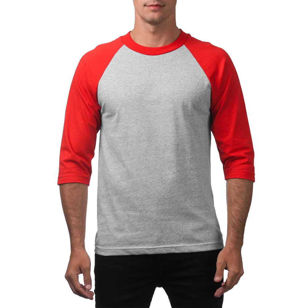 Pro Club Men's 3/4 Sleeve Crew Neck Baseball Shirt