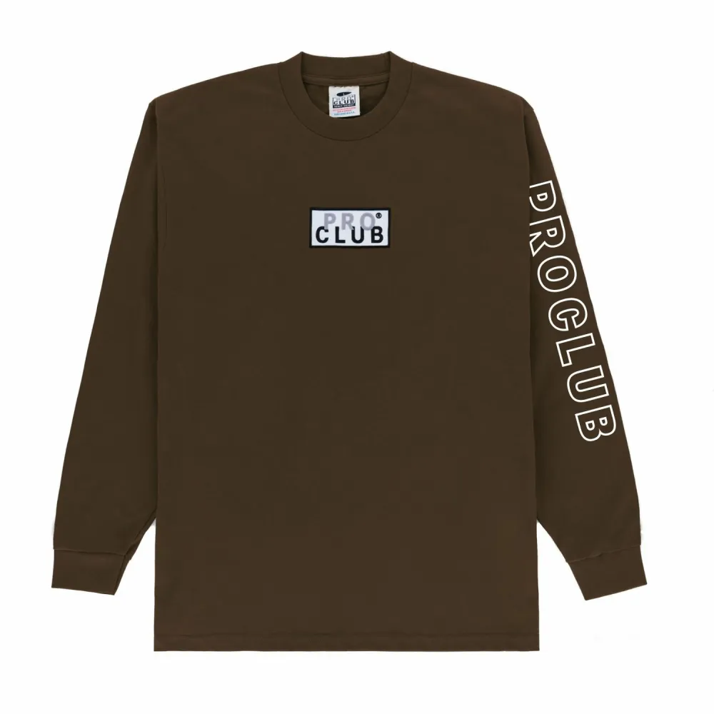 Pro Club Embroidered Box Logo Long Sleeve Heavyweight T-Shirt