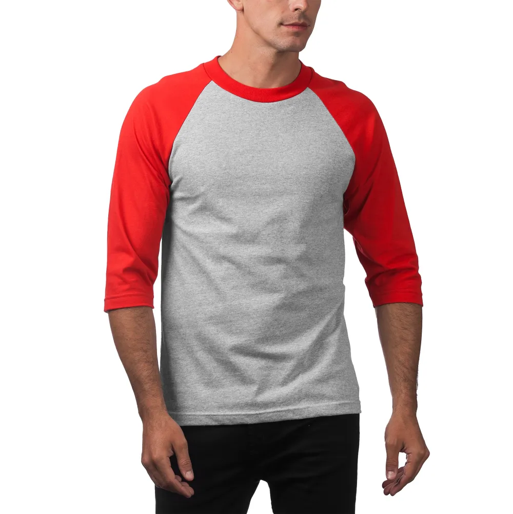 Pro Club Men's 3/4 Sleeve Crew Neck Baseball Shirt