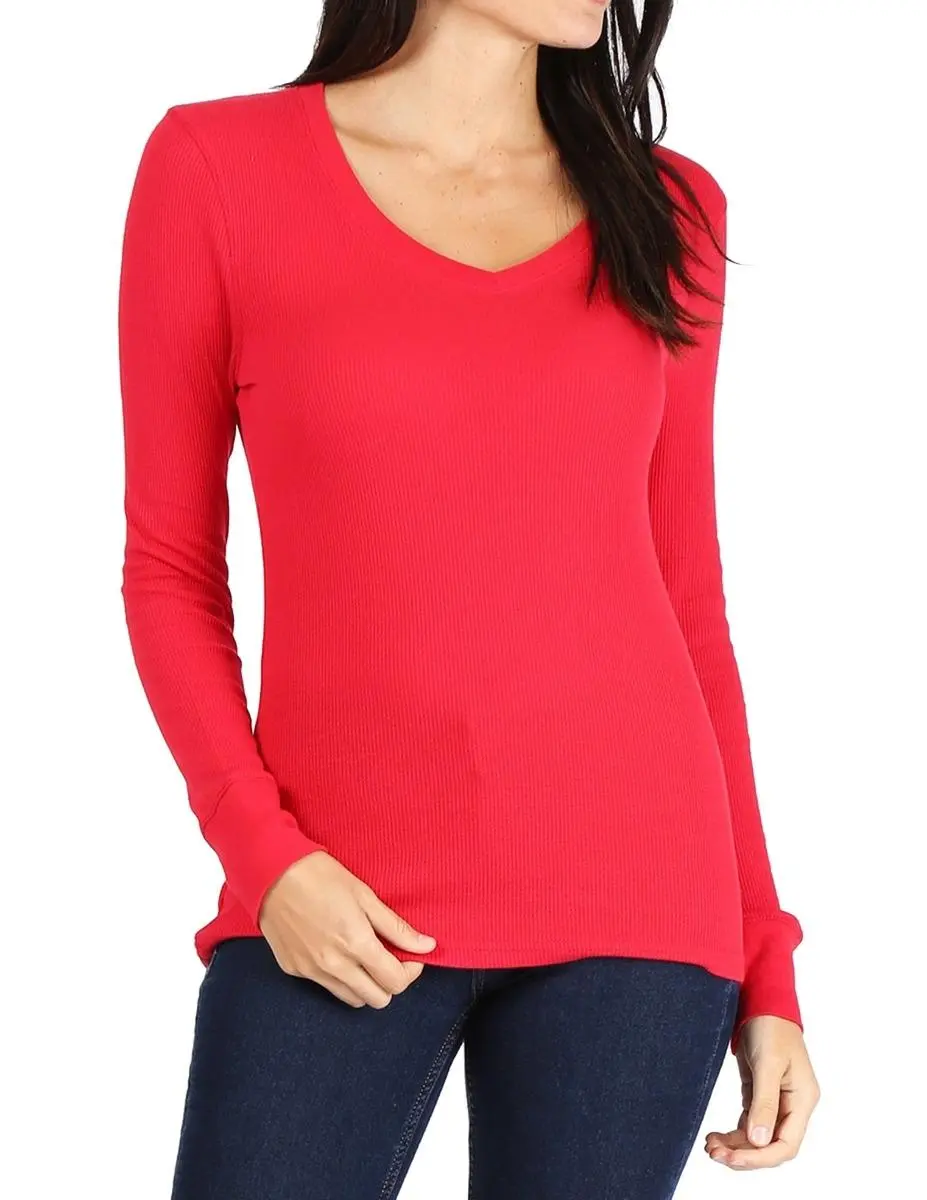 Pro Club Women's Long Sleeve Thermal V-Neck Tee